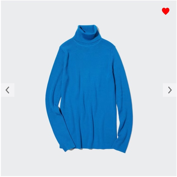 Uniqlo blue extra fine 100% merino wool ribbed turtleneck sweater NWT - Picture 1 of 8